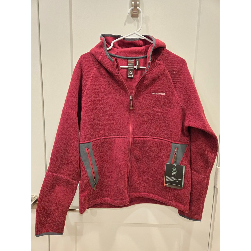 Avalanche Women Incline Hooded Thermal Fleece Jacket Berry Red XL W21642 NEW